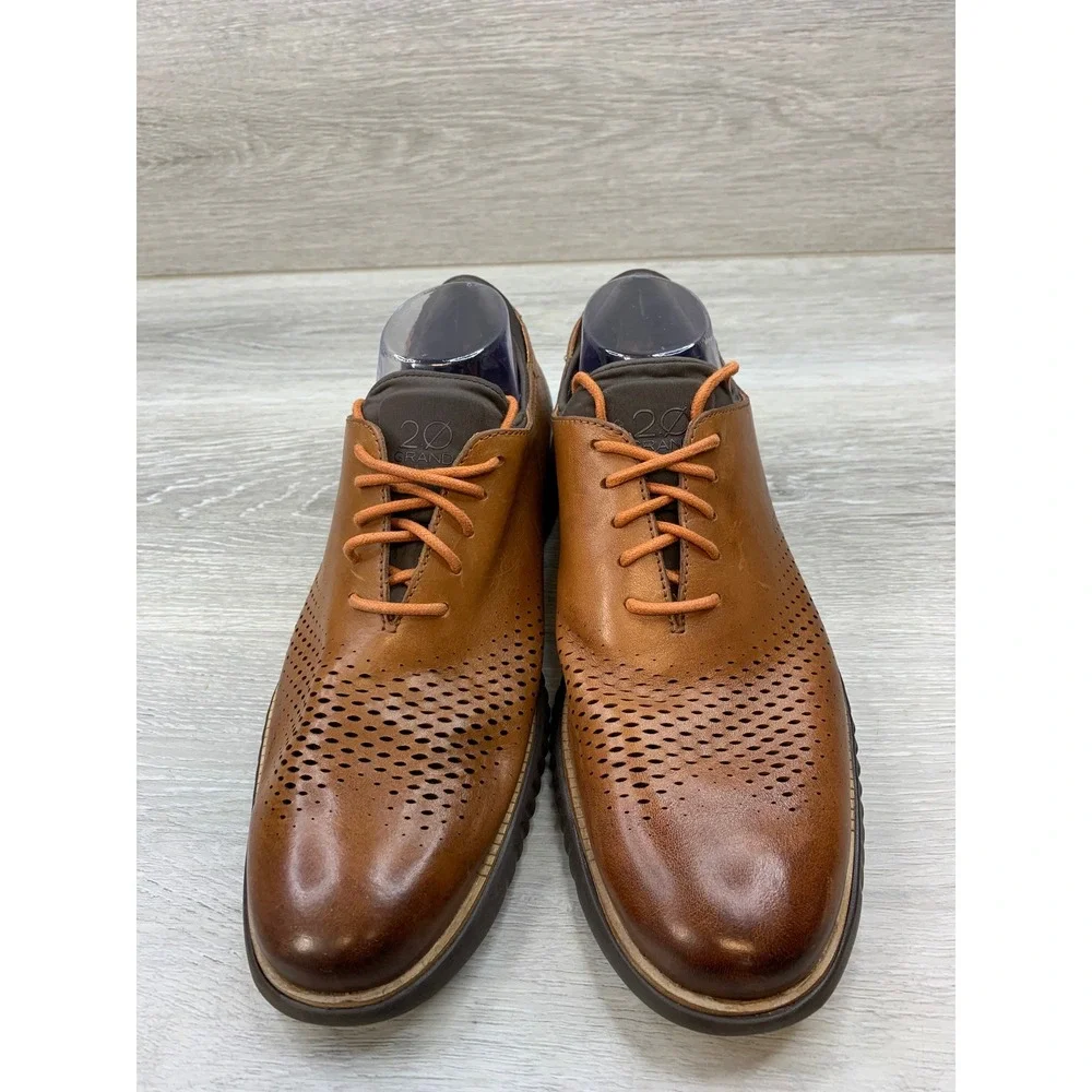 Cole Haan 2.ZeroGrand Laser Wingtip Oxford Men's 10 British Tan Shoes